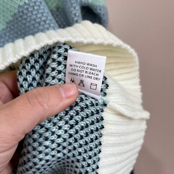 Andree by Unit Mint Leopard Colorblock Sweater Size M Coquette Cozy Soft - Picture 7 of 8